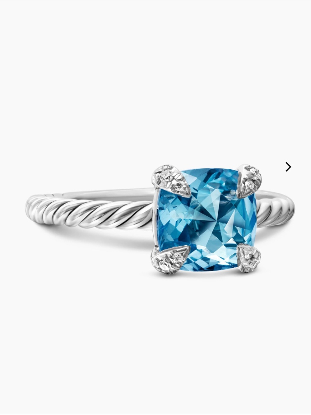 David Yurman Blue Cushion Gemstone Ring with Twisted Silver Band. Worn 3 times - Picture 5 of 7